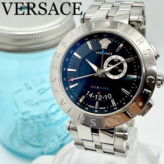 412【美品】Versace ヴェルサーチ時計　メンズ腕時計　GMT・アラーム