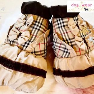 犬の服犬服ペットドッグウェアおしゃれ　Ｍタータンチェックバルーンコート