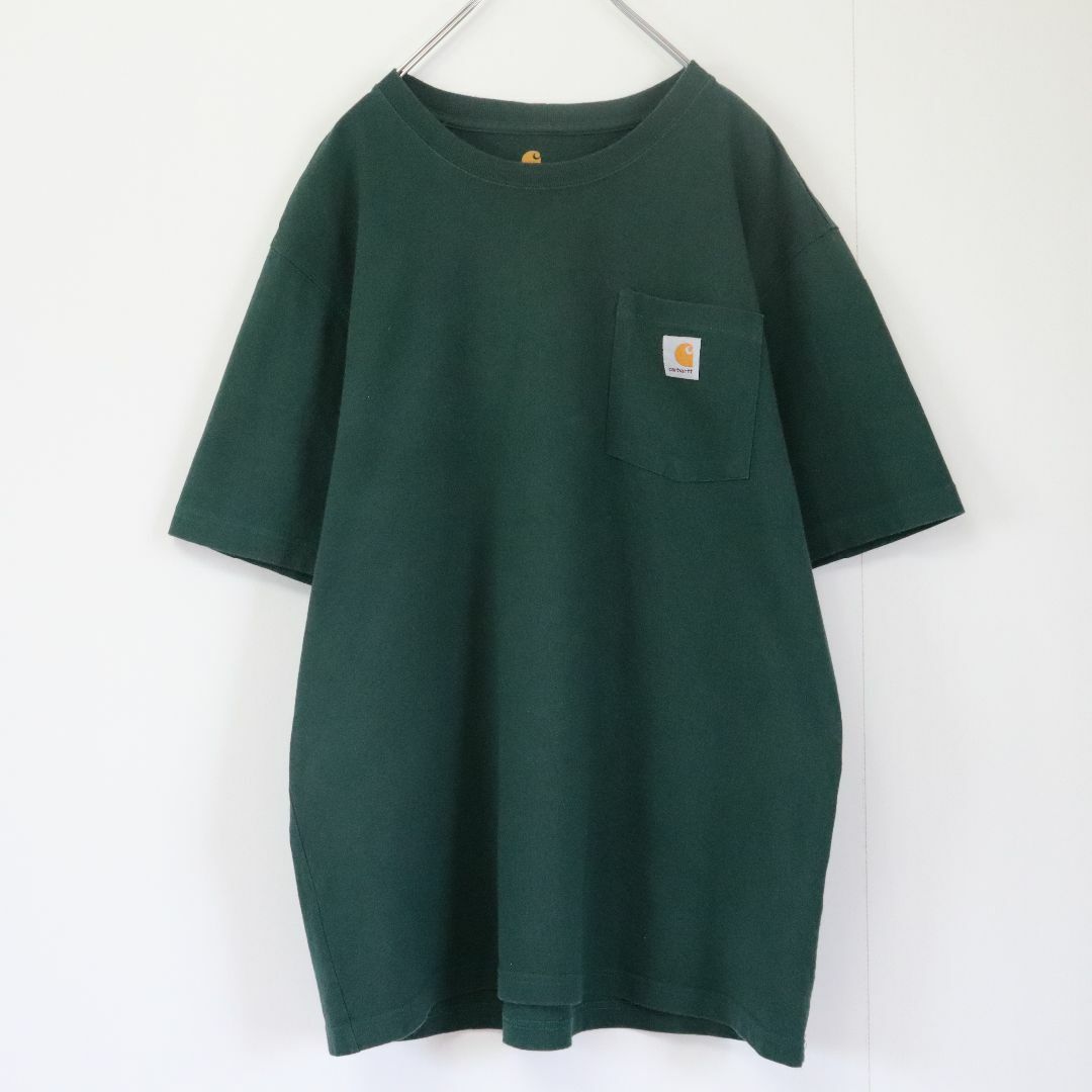 carhartt(カーハート)の【大人気】カーハート／Tシャツ　ワンポイントロゴ　ポケT　グリーン　Mサイズ メンズのトップス(Tシャツ/カットソー(半袖/袖なし))の商品写真