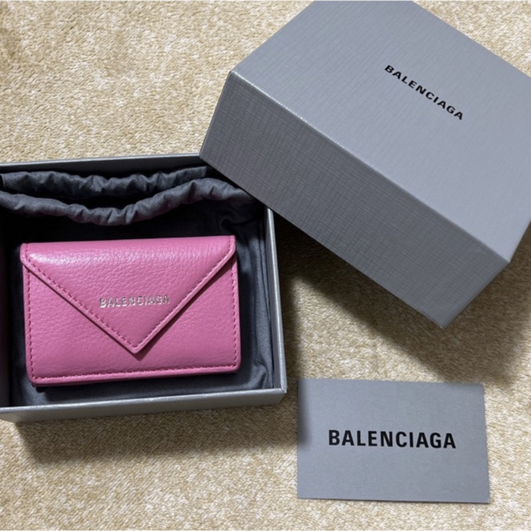 Balenciaga - バレンシアガ 三つ折り 財布 ピンク ペーパー ミニ