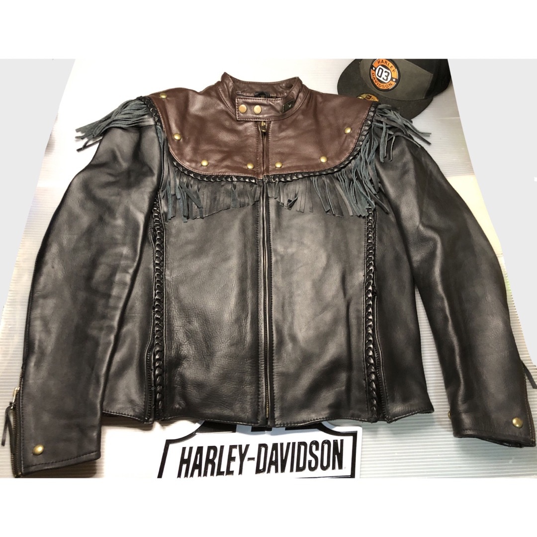 Harley Davidson(ハーレーダビッドソン)の【稀少モデル！立体型押エンブレム】ハーレー　ウイリーG　本革ライダースジャケット メンズのジャケット/アウター(レザージャケット)の商品写真