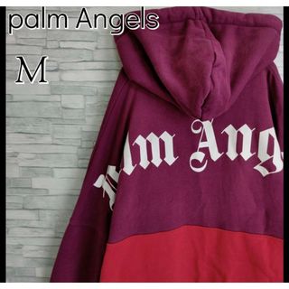 パームエンジェルス(PALM ANGELS)の【マルチカラー】パームエンジェルス☆ハーフジップパーカー　M　バックプリント　紫(パーカー)