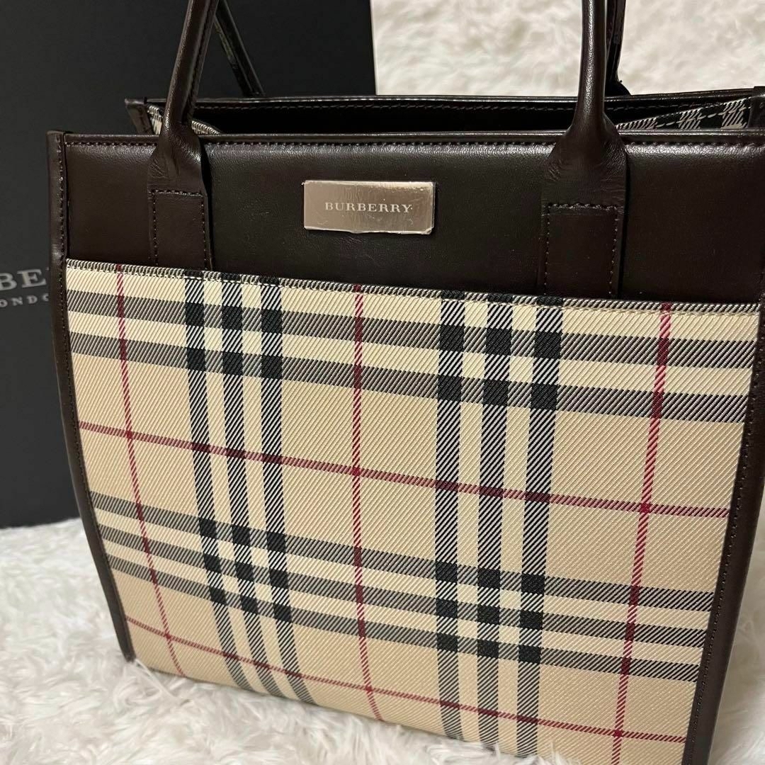 BURBERRY - 希少 バーバリー ハンドバッグ ノバチェック ロゴプレート