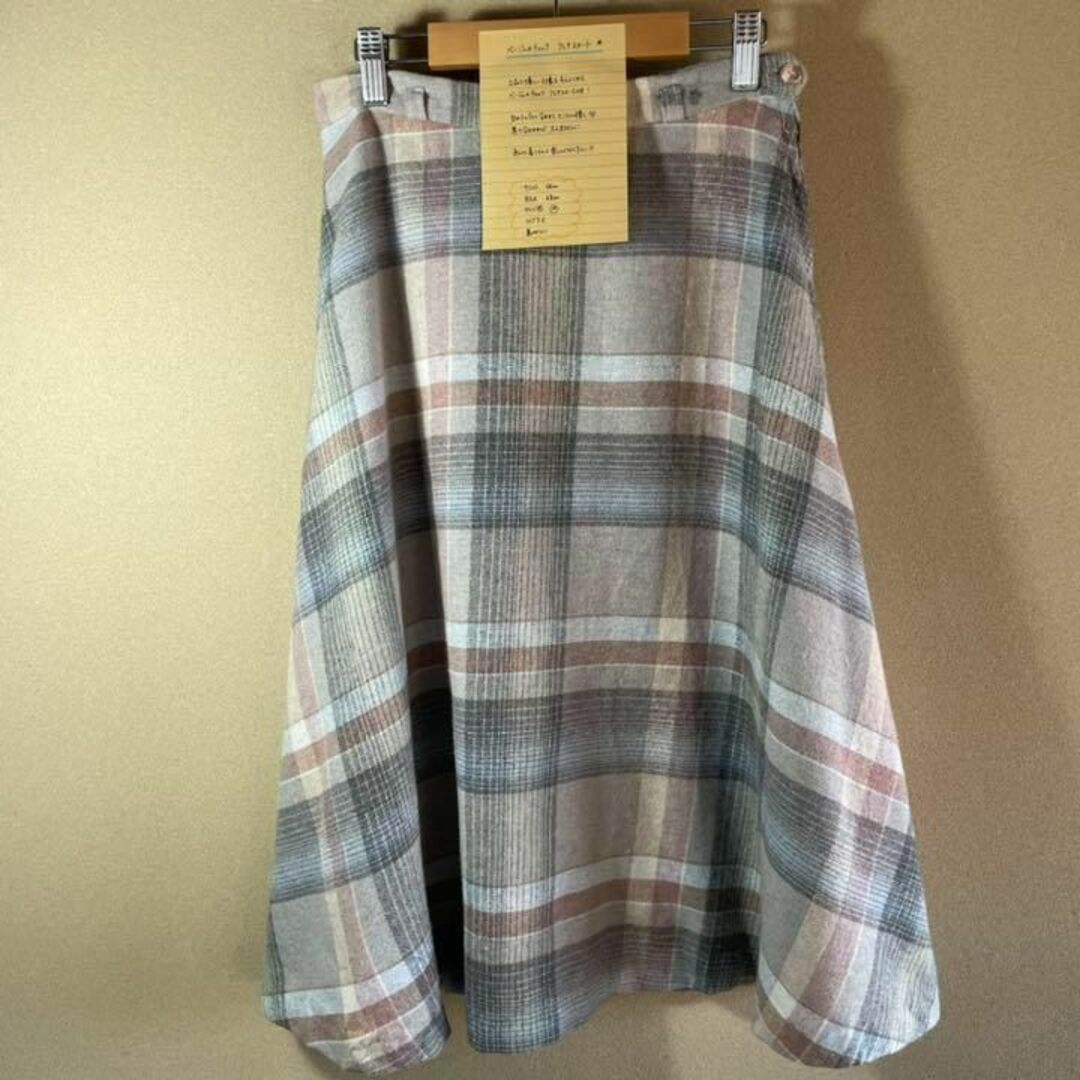 J.C.PENNEY(ジェーシーペニー)のJCPenney アメリカ古着❗️ベージュのチェックフレアスカートヴィンテージ レディースのスカート(ロングスカート)の商品写真