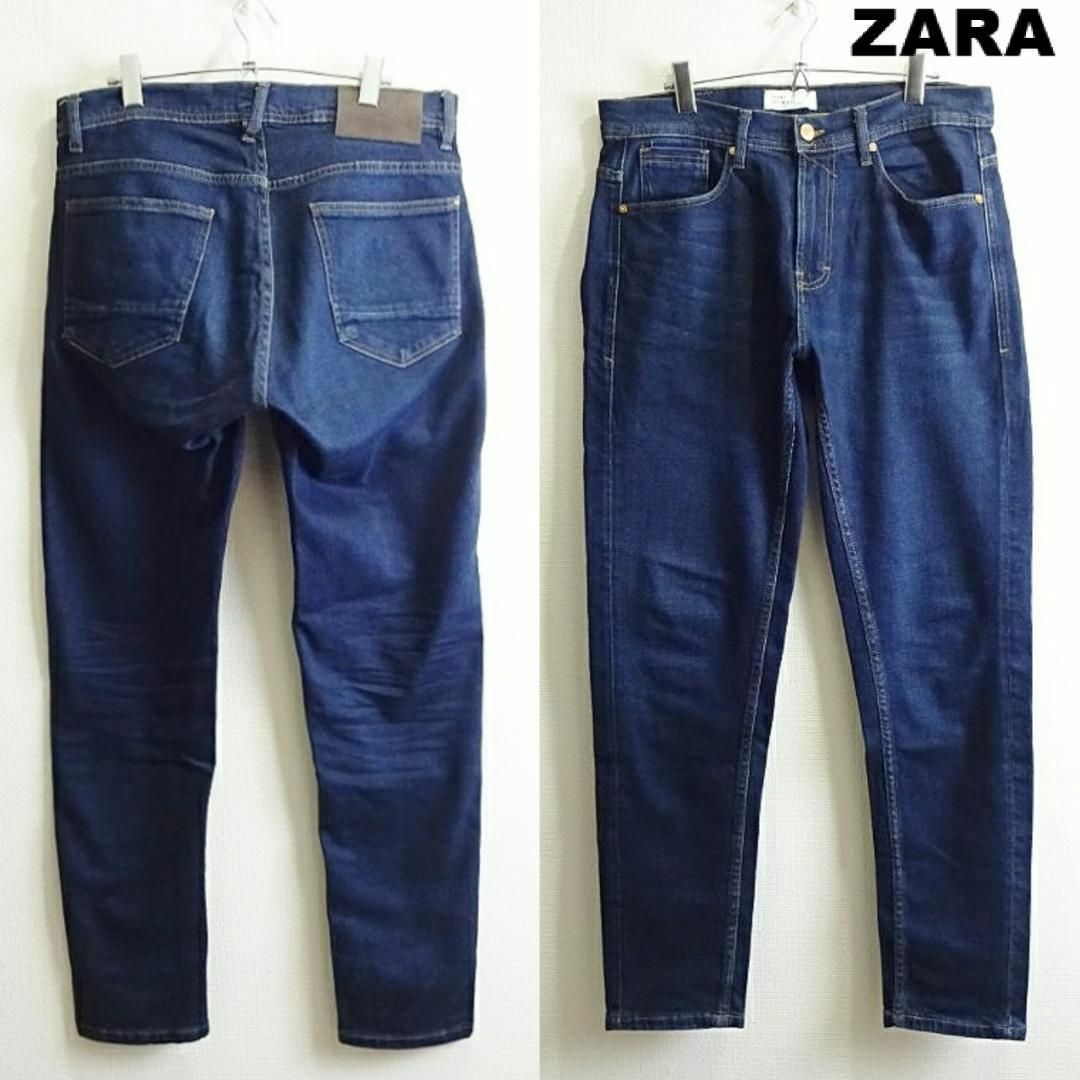 良品★　ZARA MAN　スリムフィットデニム　W88cm　ストレッチ　濃藍