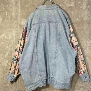 【80sヴィンテージ】レトロ USA製デニムジャケット 古着女子　花柄ゆるダボ