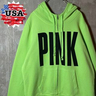 PINKアメリカ古着❗️ SWEATスウェットパーカービビットカラー❗️蛍光黄緑(パーカー)