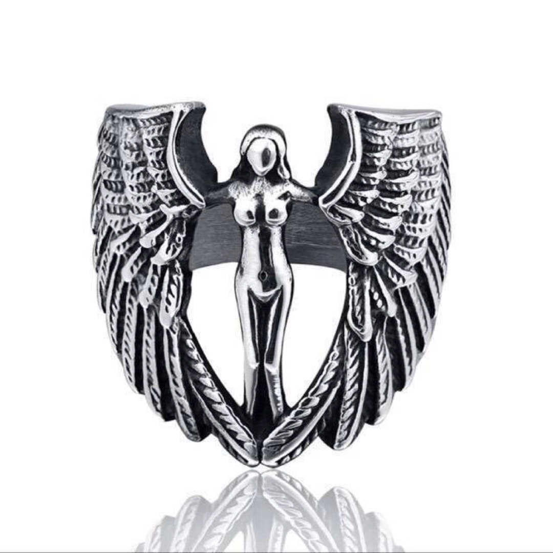 【A091】リング　メンズ　指輪　シルバー　天使　エンジェル　翼　20号 メンズのアクセサリー(リング(指輪))の商品写真