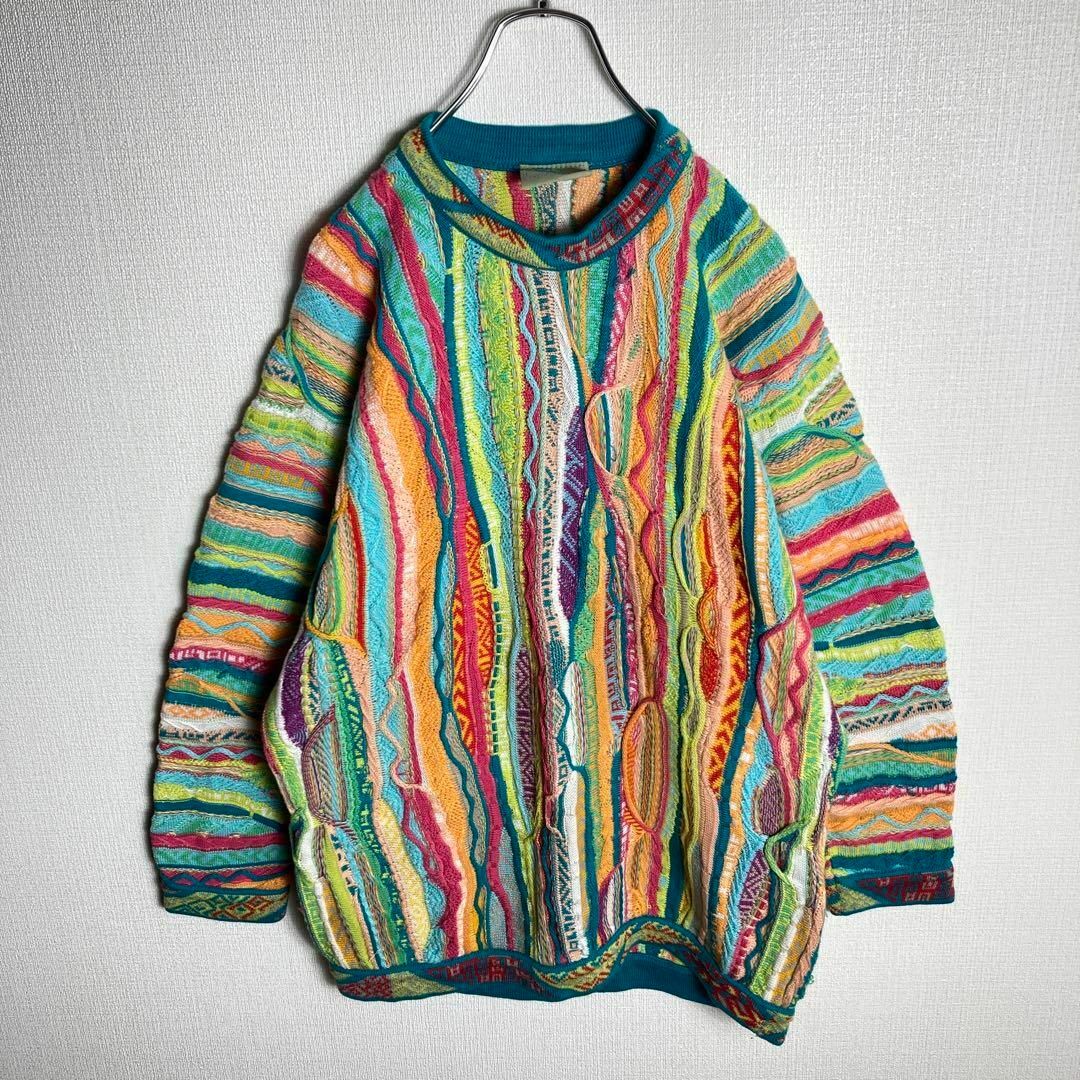 ド派手 希少デザイン 3D ニット 立体編み込みセーター