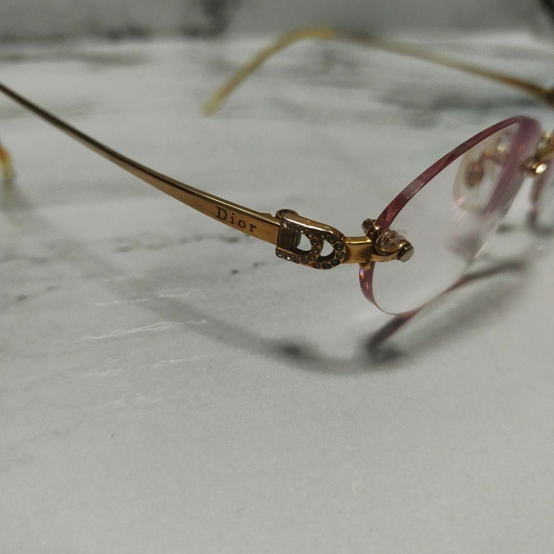 1906超美品 クリスチャンディオール メガネ 眼鏡 度弱 7565 CDロゴ