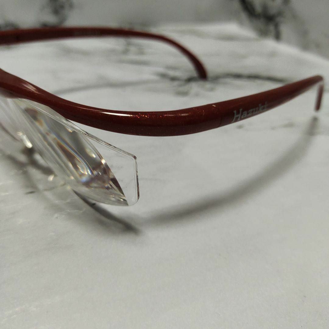 1908超美品 ハズキルーペ メガネ 眼鏡 度強 レッド ラメ ユニセックス-