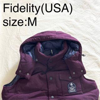 FIDELITY - Fidelity(USA)ウール/ナイロンリバーシブルダウンベストMワイン