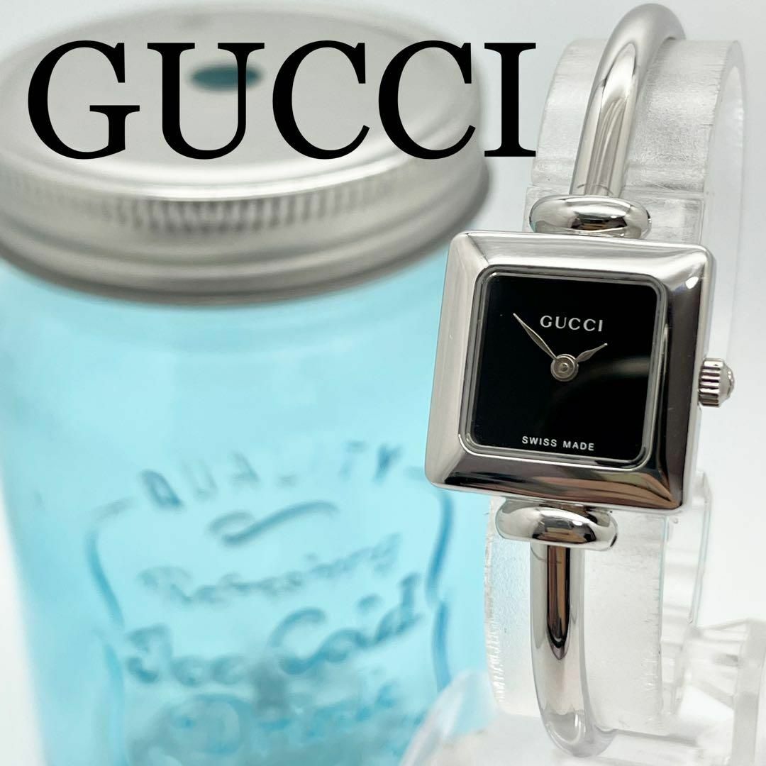 154【美品】GUCCI グッチ時計　レディース腕時計　スクエア　バングル 箱付 | フリマアプリ ラクマ