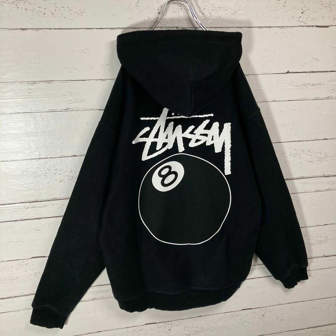 STUSSY パーカー 8ボール 両面ロゴ ブラック