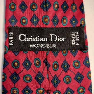 ディオール　Dior　ネクタイ　美品　フランス　レッド　小紋柄