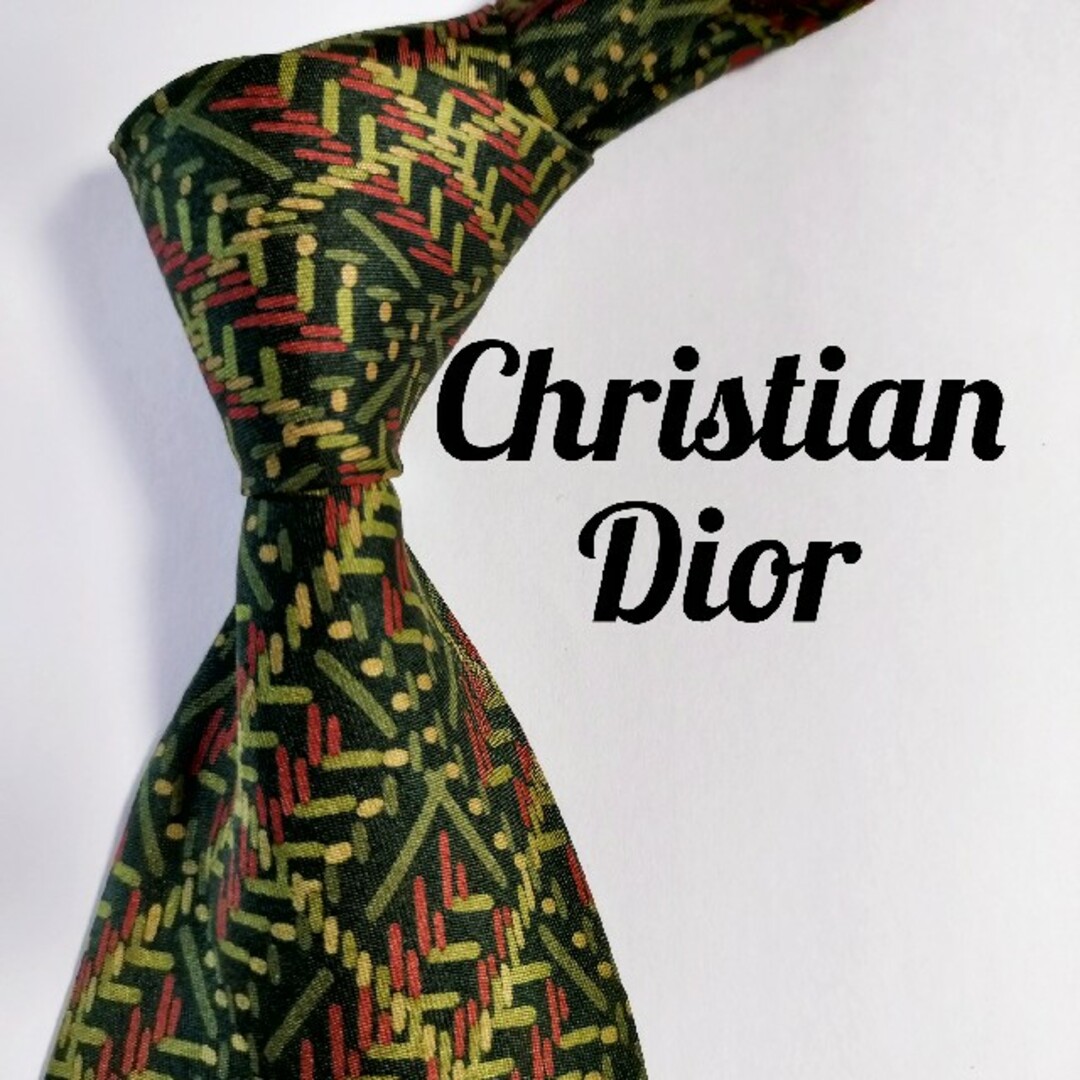 ディオール　Dior　ネクタイ　美品　フランス　グリーン　チェック