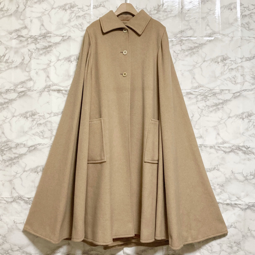 【極美品 60S 希少】Aquascutum ピュアキャメルヘア ケープコート