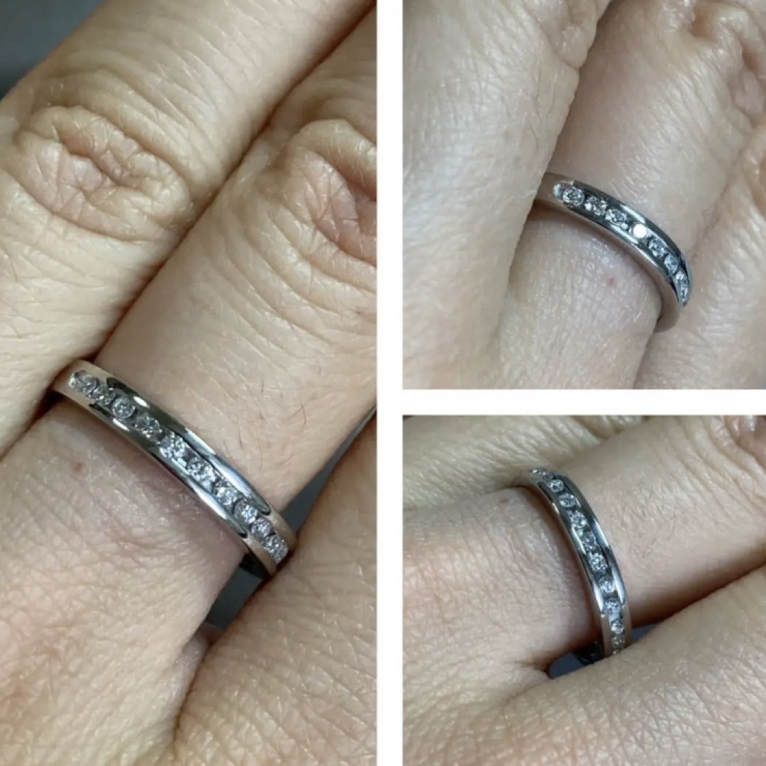 Pt900 0.23ct レール留め ダイヤモンドリング 指輪