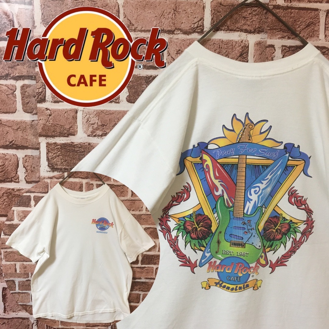 【USA製】ハードロックカフェ☆両面プリント　デカロゴ　Tシャツ　ホワイト