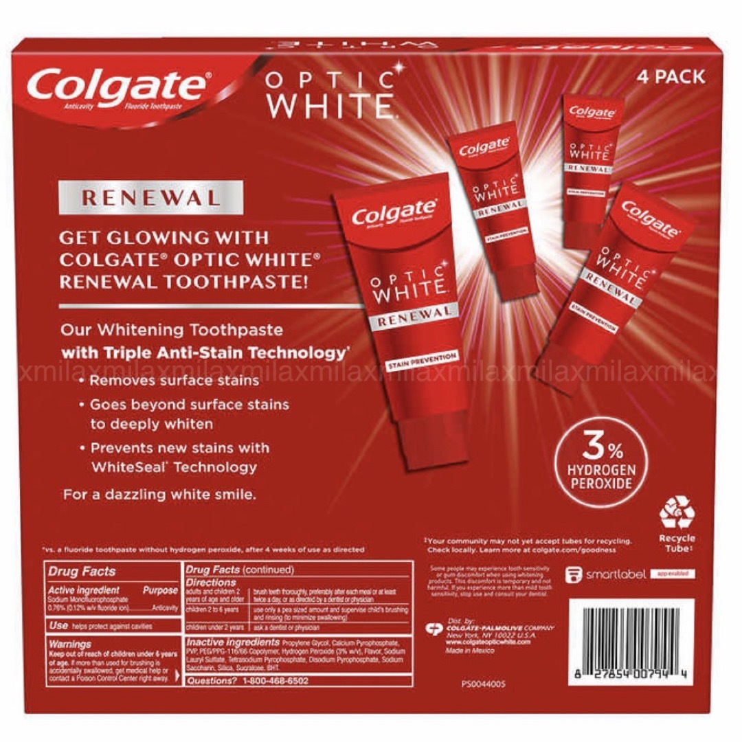 Colgate コルゲート オプティックホワイト リニューアル 4本 歯磨き粉