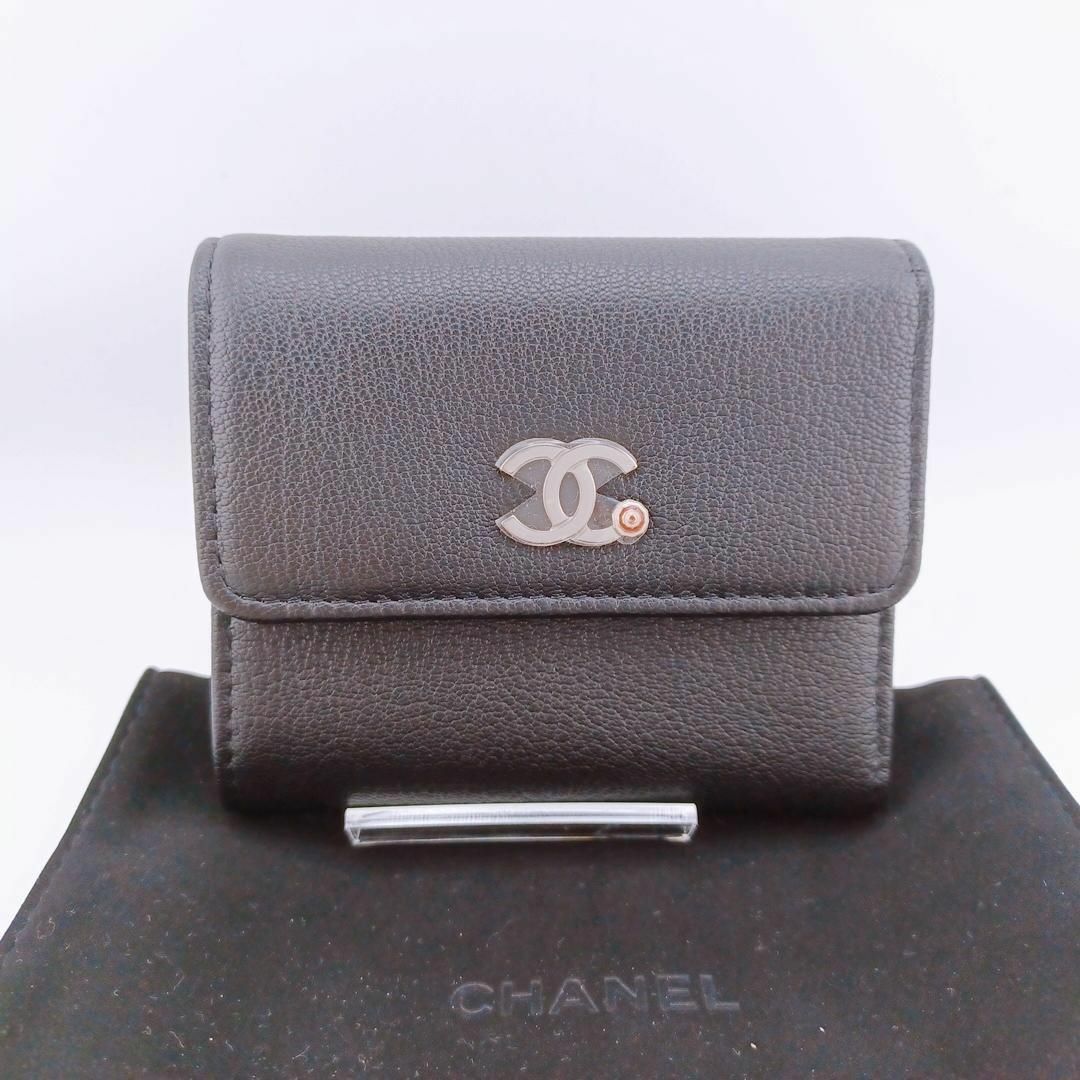 シャネルCHANEL⭐️商品名シャネル ココマーク ラムスキン 三つ折り財布 AP0263 ブラック