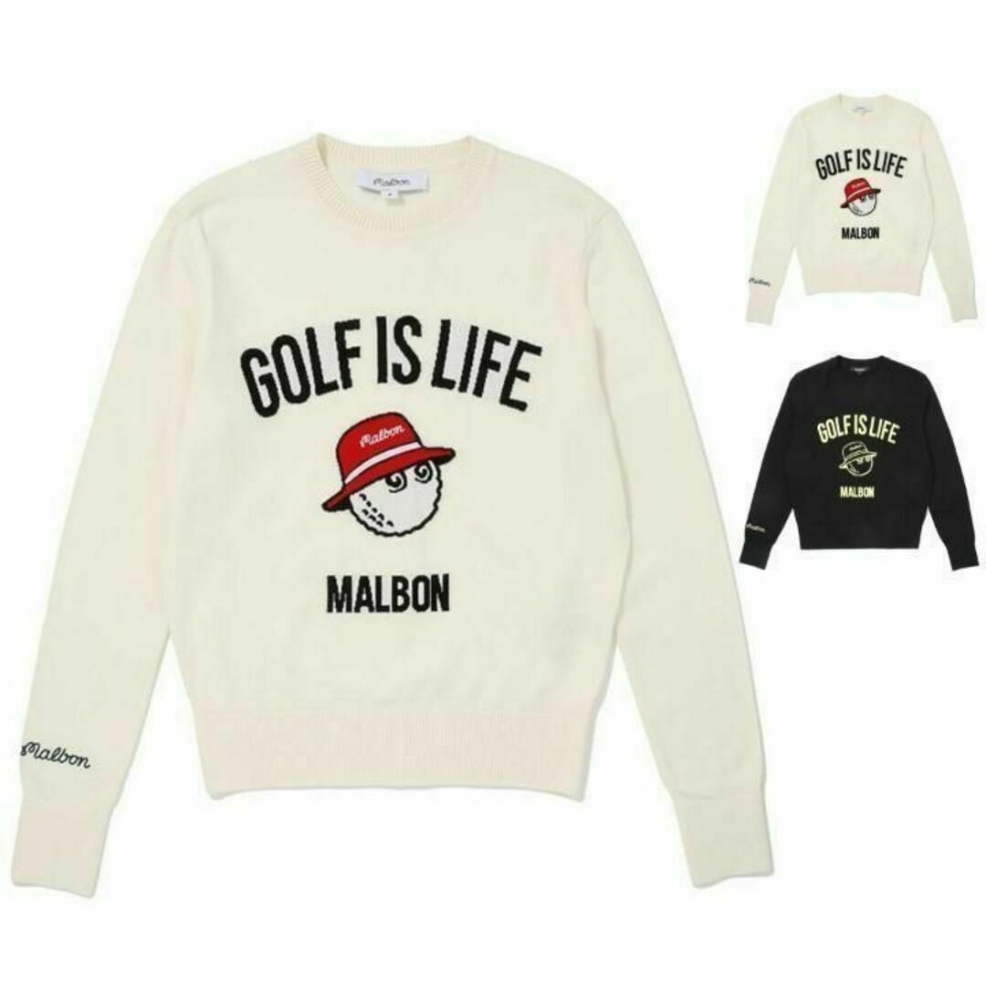 マルボン ゴルフ カットソー セーター malbon 刺繡 【新品&S～L】Lブラック