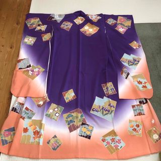 振袖と襦袢のセット☆人形作家ホリヒロシ 正絹 袷☆肩身丈160☆帯あげ