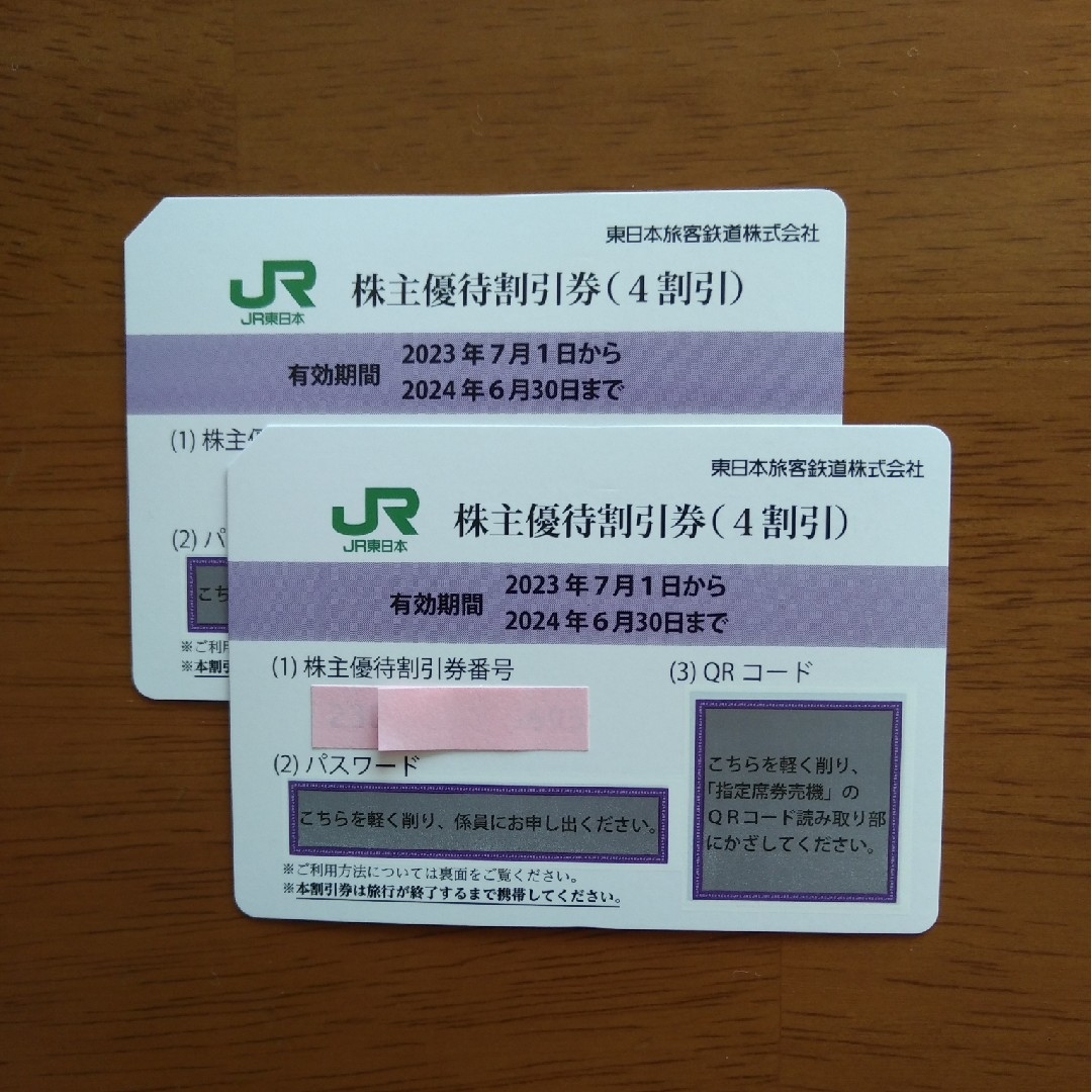 株主優待 JR東日本鉄道40%割引券 2枚綴り