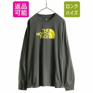 ザノースフェイス(THE NORTH FACE)のノースフェイス ロゴ プリント 長袖 Tシャツ XL アウトドア ロンT 濃灰(Tシャツ/カットソー(七分/長袖))