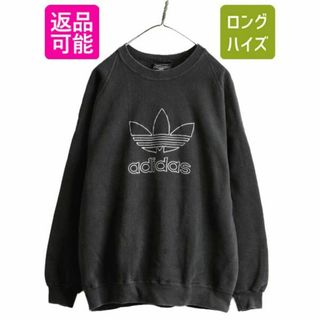 アディダス(adidas)の90s USA製 アディダス スウェット M 黒 ヘビーウエイト トレフォイル(スウェット)