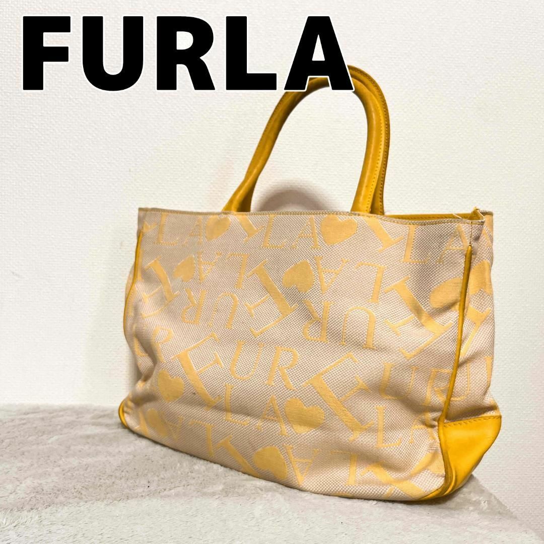 レア✨FURLA フルラ ハンドバッグ/トートバッグ ベージュxイエロー黄