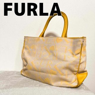 フルラ(Furla)のレア✨FURLA フルラ ハンドバッグ/トートバッグ ベージュxイエロー黄(トートバッグ)