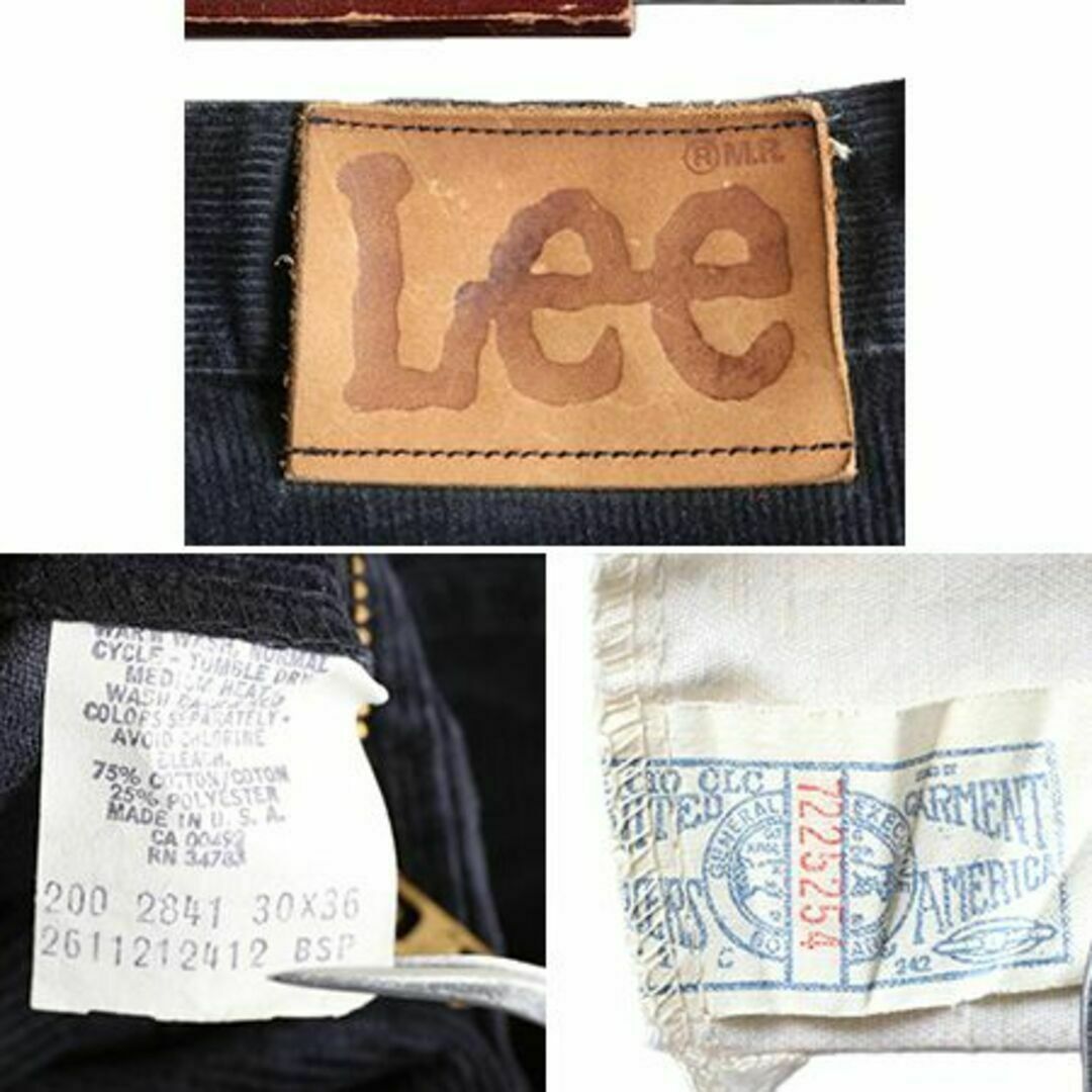 70s 80s USA製 LEE 200 細畝 コーデュロイパンツ W30 黒