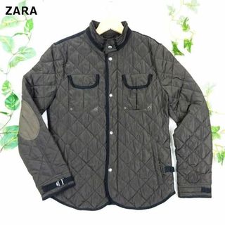 ザラ(ZARA)のZARA ザラ　パイピング　キルティングジャケット　エルボーパッチ　L　カーキ(ブルゾン)