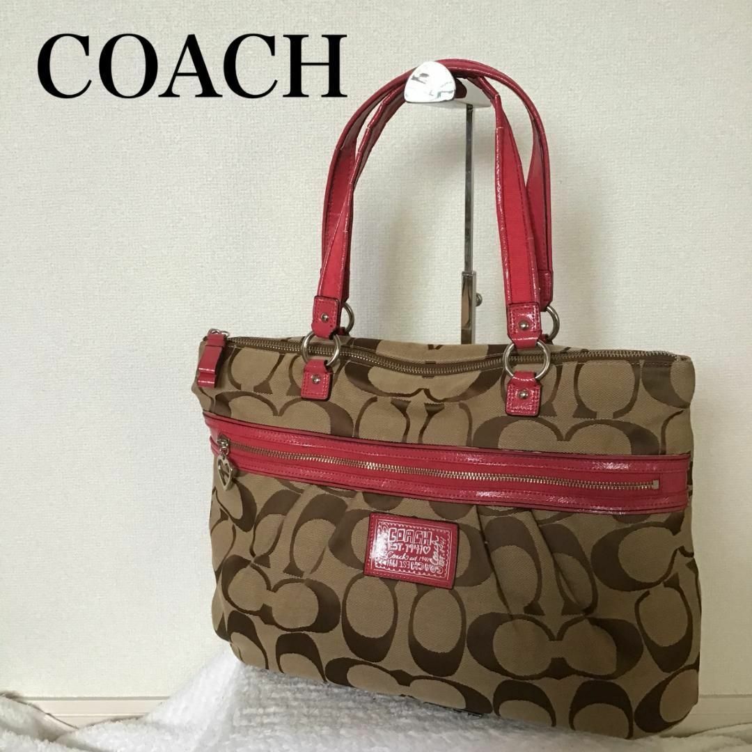 レア✨Coach コーチ セミショルダーバッグ/トートバッグシグネチャーブラウン | フリマアプリ ラクマ