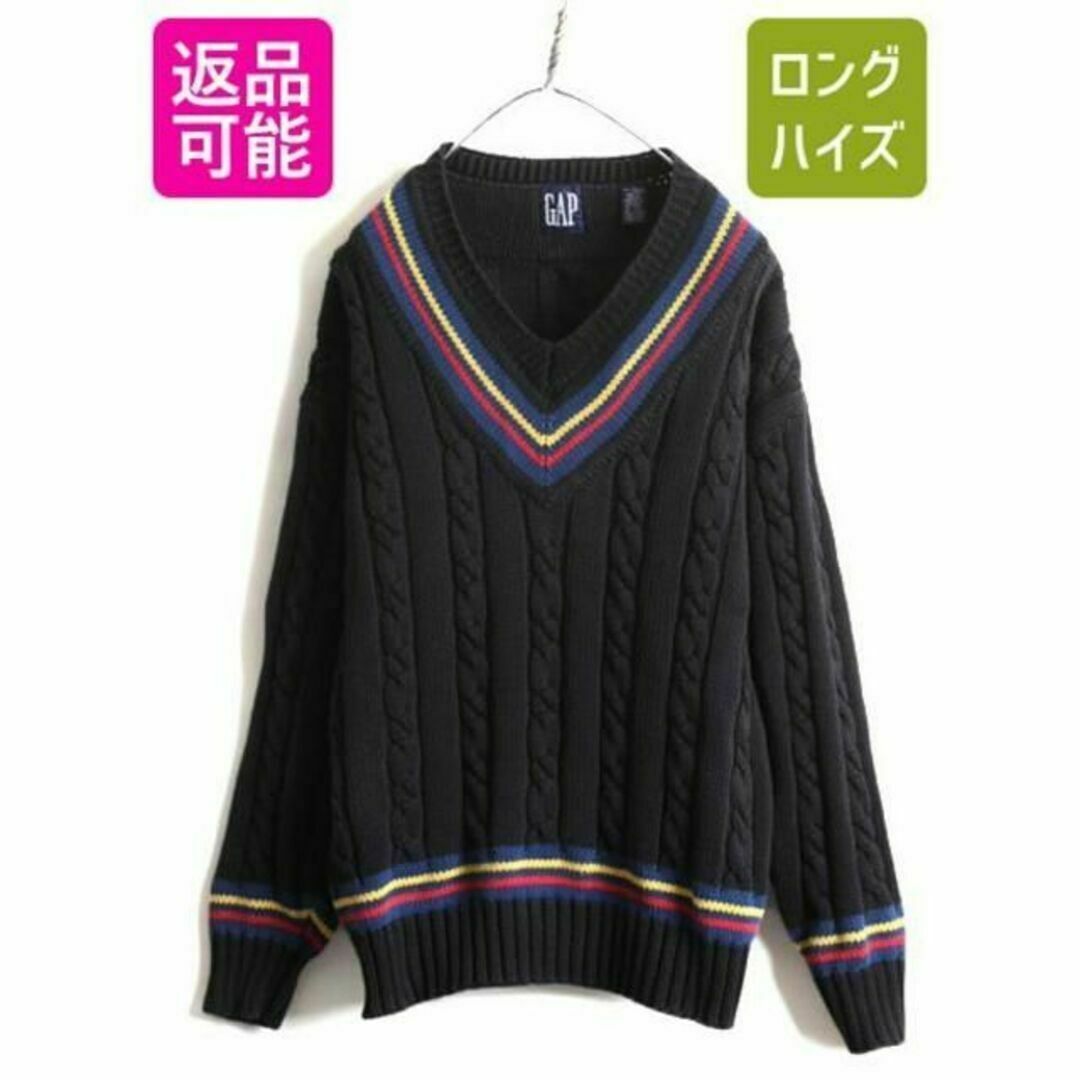 90s OLD GAP チルデン ケーブル ニット セーター L ギャップ 黒 | フリマアプリ ラクマ
