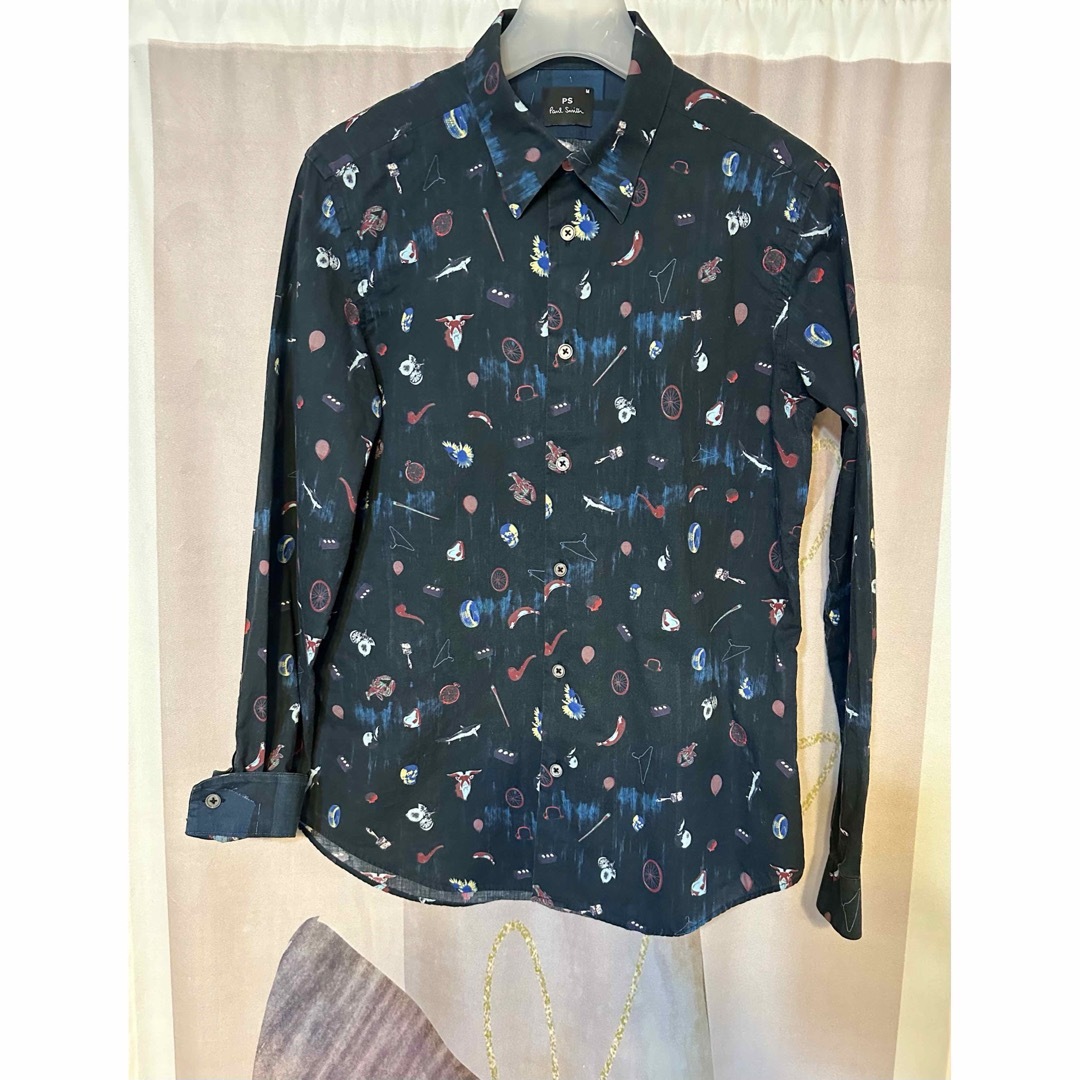ポールスミス ARTFUL OBJECTS 総柄シャツ ネイビー | フリマアプリ ラクマ