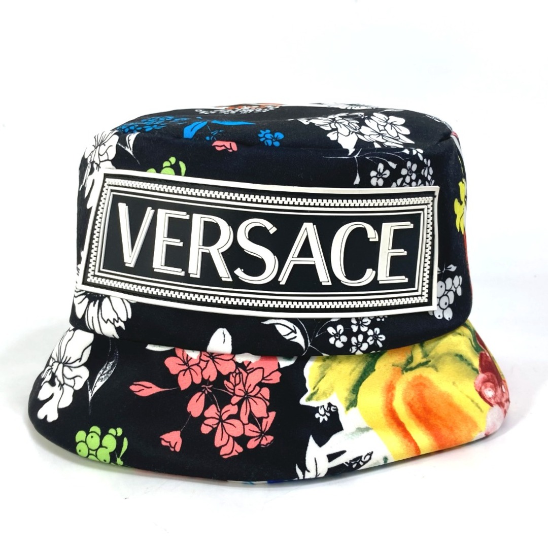 ヴェルサーチ VERSACE ロゴ 総柄 ハット帽 帽子 バケットハット ボブハット ハット ポリエステル ブラック