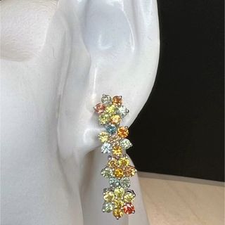 天然マルチカラー サファイア  ピアス7ct k18 r(ピアス)