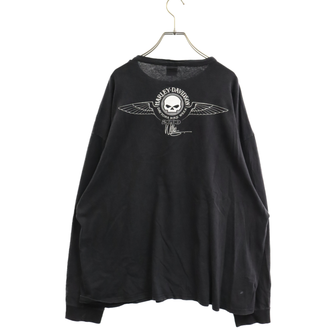 VINTAGE ヴィンテージ 00s HARLEY DAVIDSON ハーレーダビッドソン ヘンリーネック長袖Tシャツ ブラック