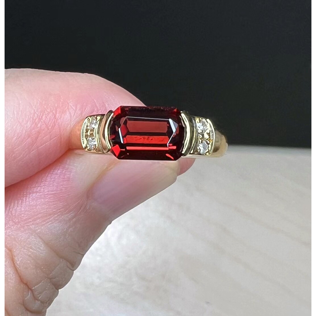 天然スべサルティン ガーネット  ダイヤ リング1.5ct k18 r レディースのアクセサリー(リング(指輪))の商品写真