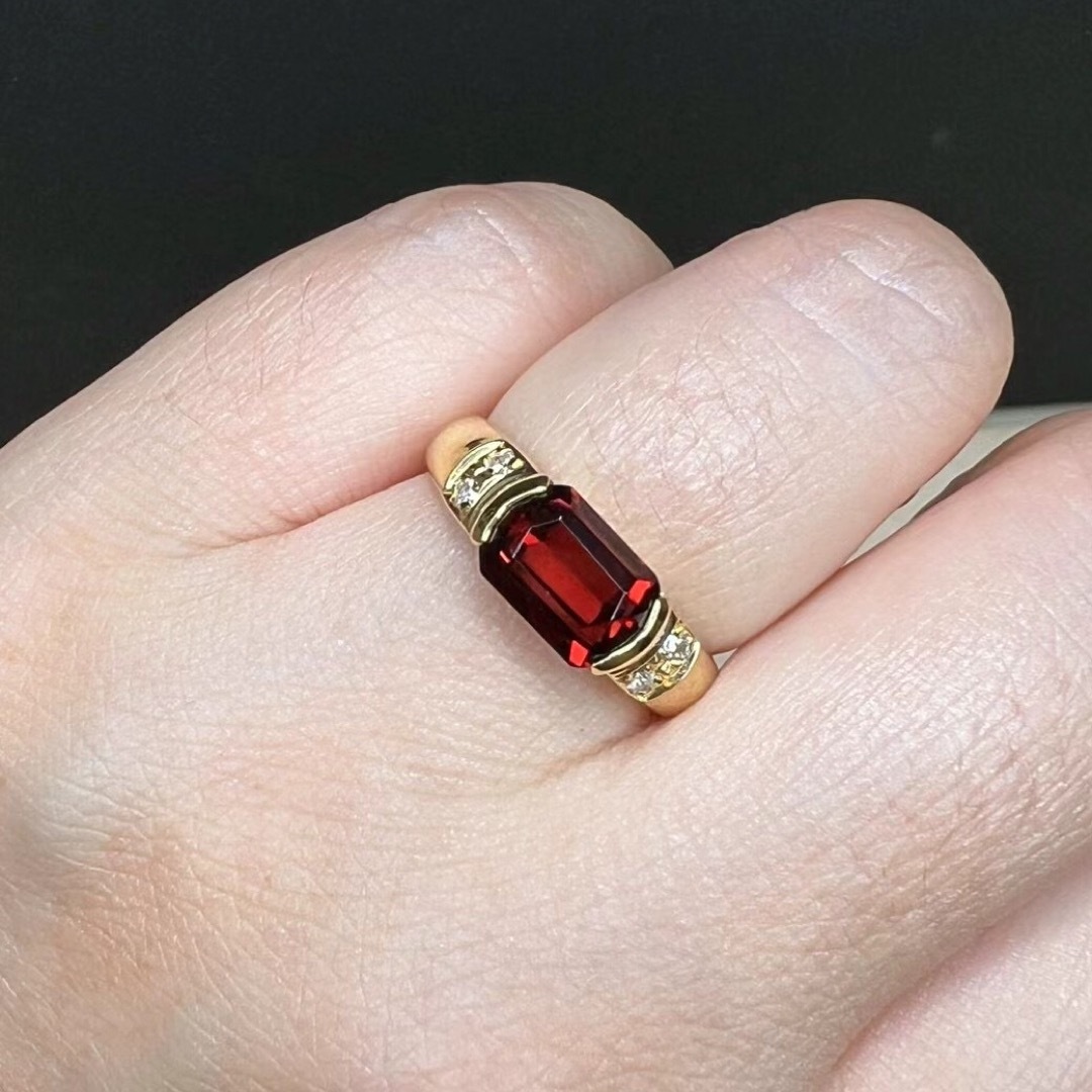 天然スべサルティン ガーネット  ダイヤ リング1.5ct k18 r レディースのアクセサリー(リング(指輪))の商品写真