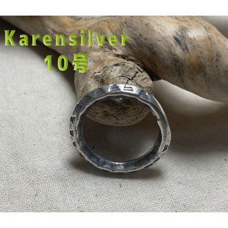 カレン族民族手作りハンドメイドシルバーリング　ヴィンテージ　アクセサリー10号ム(リング(指輪))
