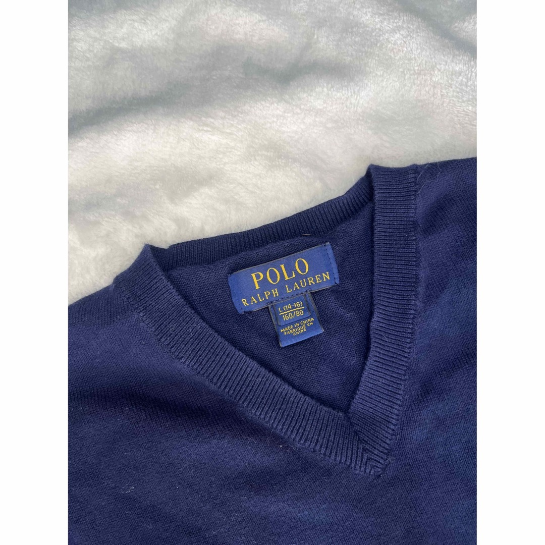 POLO RALPH LAUREN(ポロラルフローレン)の極美品！POLO RALPH LAURENニット☆Vネック！キッズ160 レディースのトップス(ニット/セーター)の商品写真