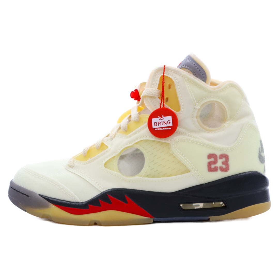 NIKE ナイキ ×OFF-WHITE AIR JORDAN 5 RETRO SP SAIL DH8565-100 エアジョーダン5 レトロ セイル ハイカットスニーカー US8.5/26.5cmイエロー