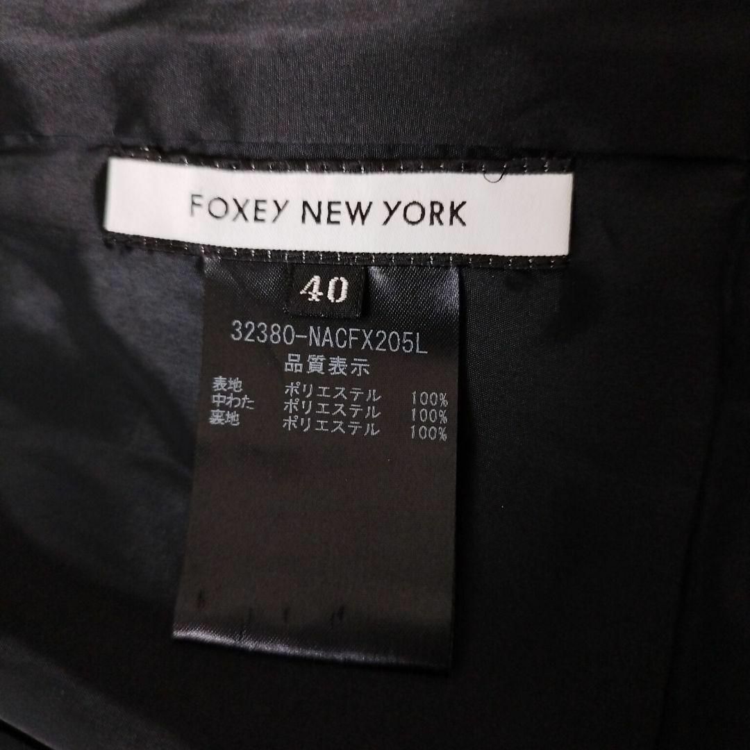 フォクシーニューヨーク 中綿入りコート ジャケット 襟 ロゴ ギャザー 40 黒