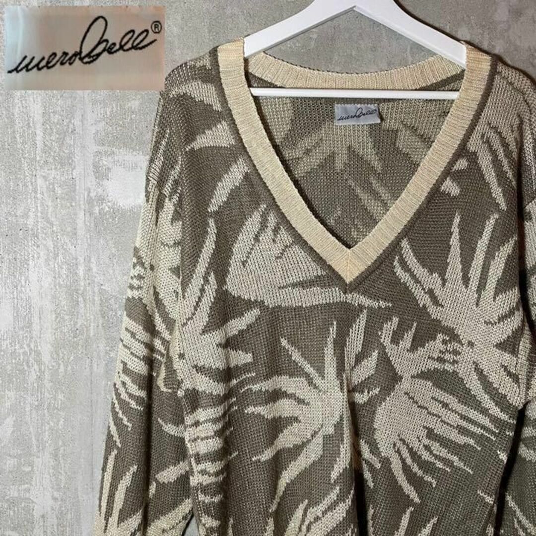 EUROPE IMPORT LINEN KNIT ニットセーターハワイアンロゴ-