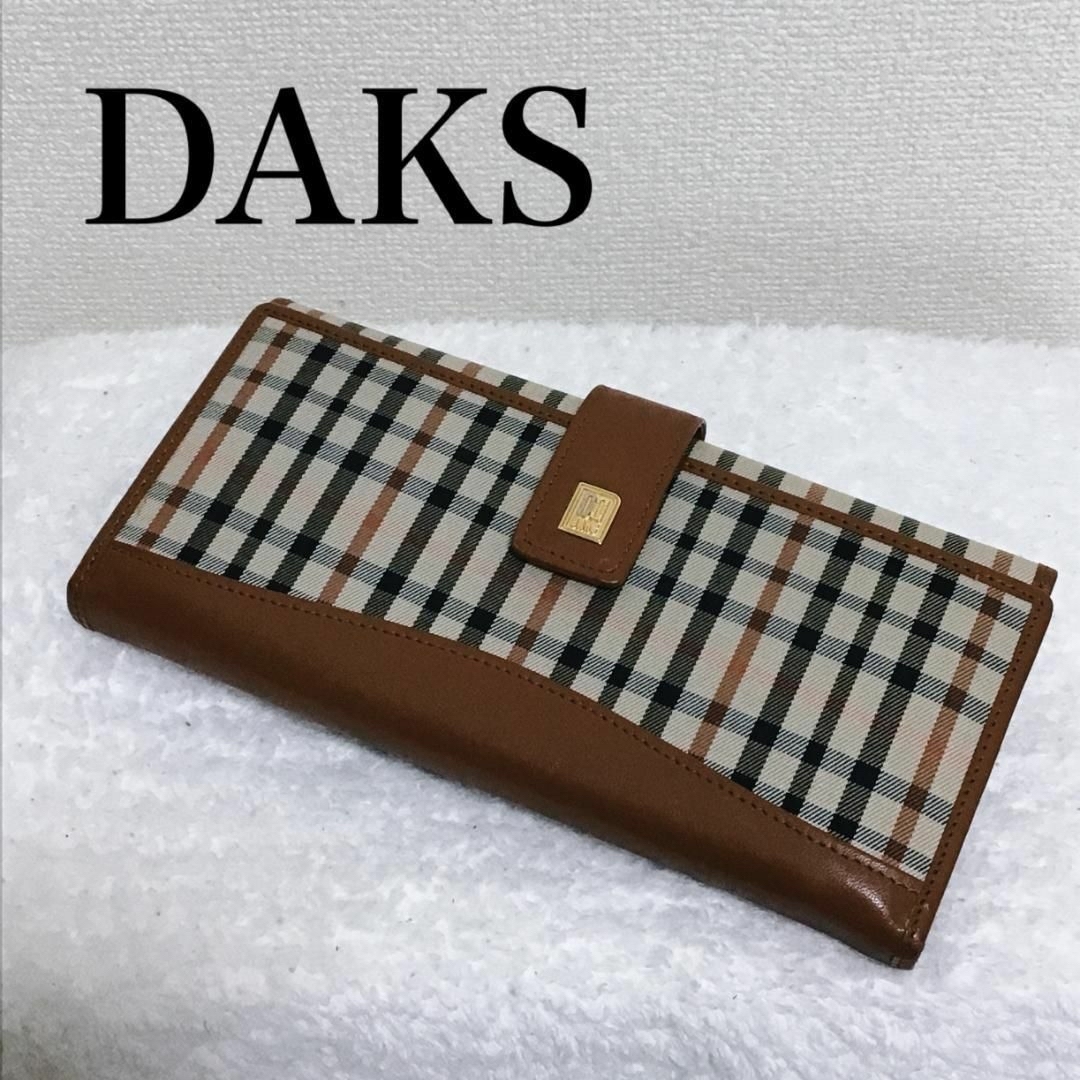 美品✨DAKS ダックス ウォレット/長財布 チェックブラウン | フリマアプリ ラクマ