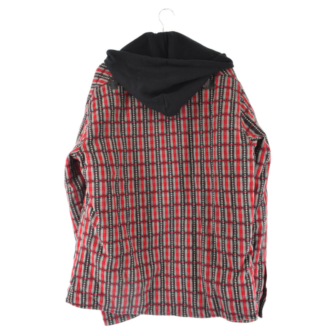 OFF-WHITE オフホワイト 20AW Patterned Hooded Shirt チェック柄フード付きジップアップジャケット  OMEA236F20FAB001 レッド