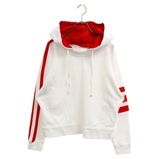 モンクレール(MONCLER)のMONCLER モンクレール MAGLIA GIROCOLLO F10938G70900 フード着脱式 アームロゴスウェットパーカー ホワイト レディース(パーカー)